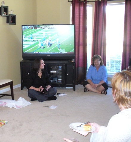 Football during a baby shower? Why not?